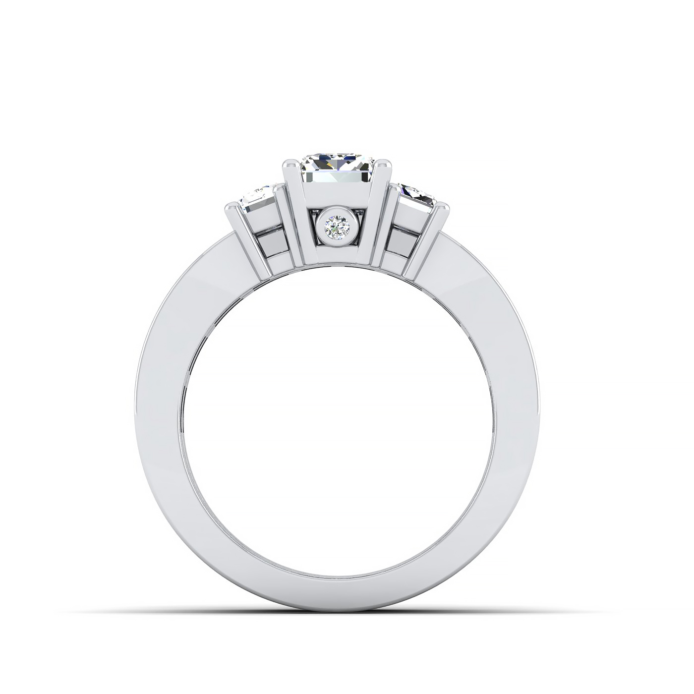 Three Stone Emerald Cut Bridal Set